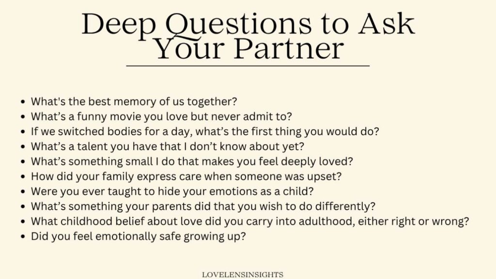 Deep questions to ask your partner