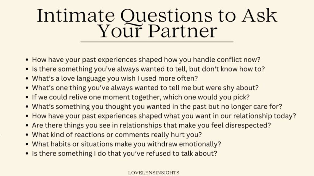 Intimate questions to ask your partner