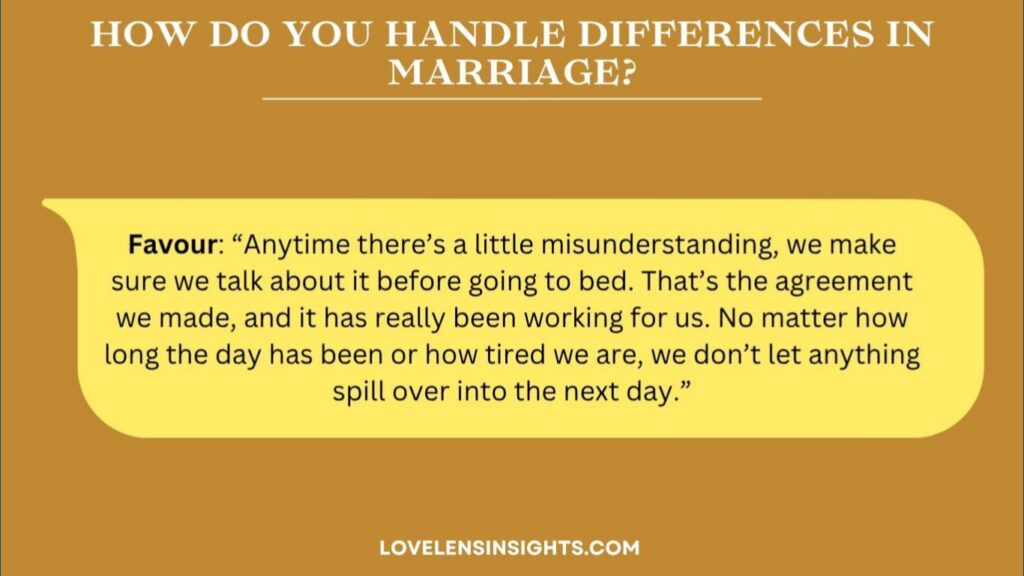 Explanation to how they handle differences is by talking about it