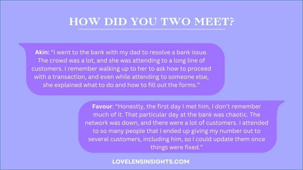 Explanation of how the couples met