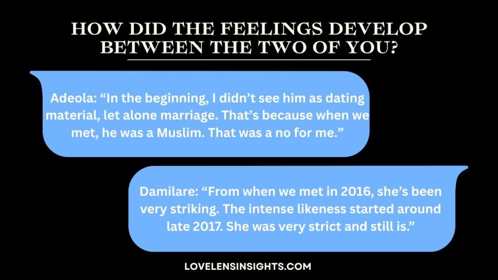 How did the feelings develop between two people of different faith