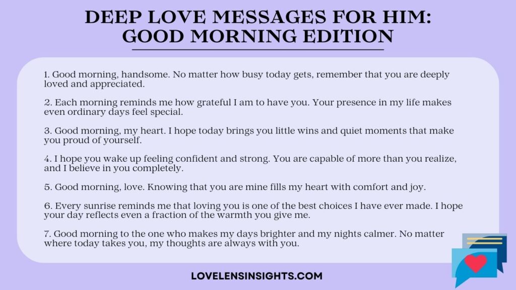 Good morning edition of deep love messages for him