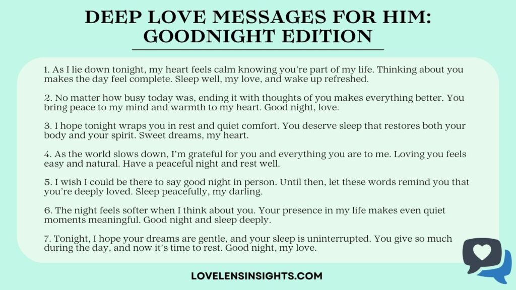 Good night edition of deep love messages for him