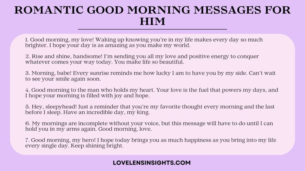 Romantic good morning messages for him