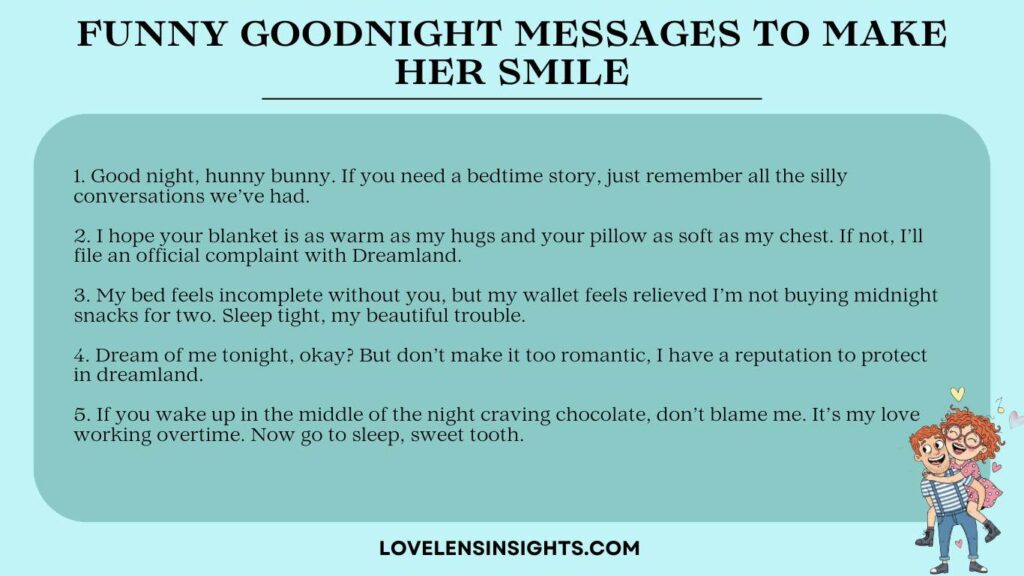 Funny goodnight messages to make her smile