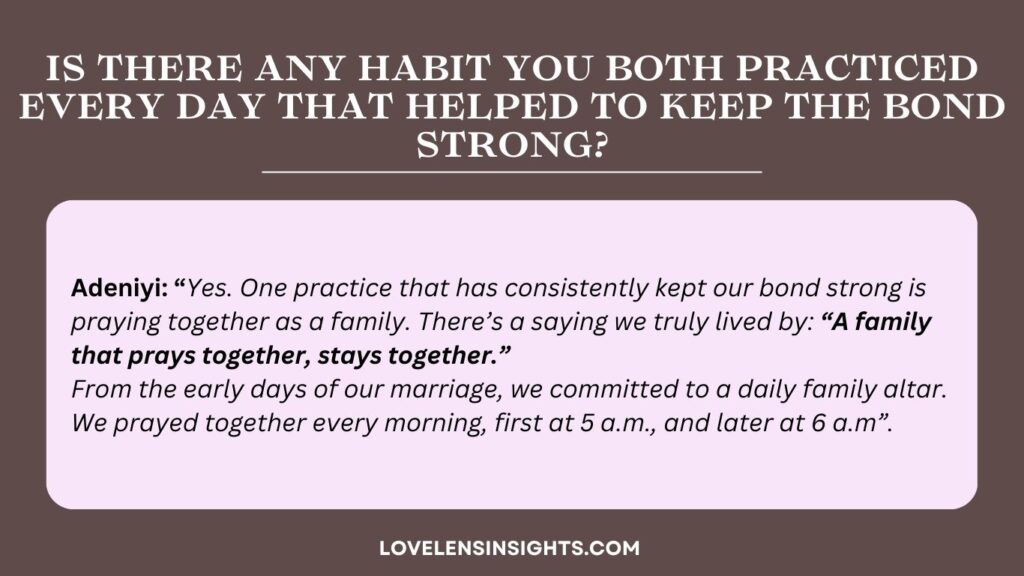 Adeniyi's habit with his wife before she passed away