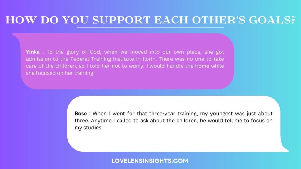 How couples of 29 years marriage support each other's goals