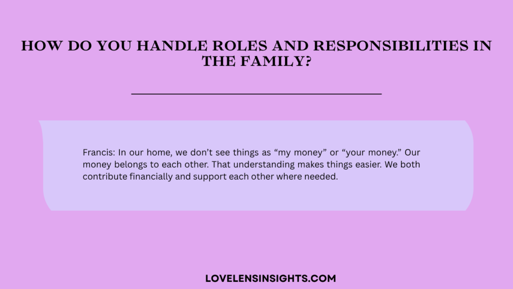 A couple discuss who handles responsibilities in the home