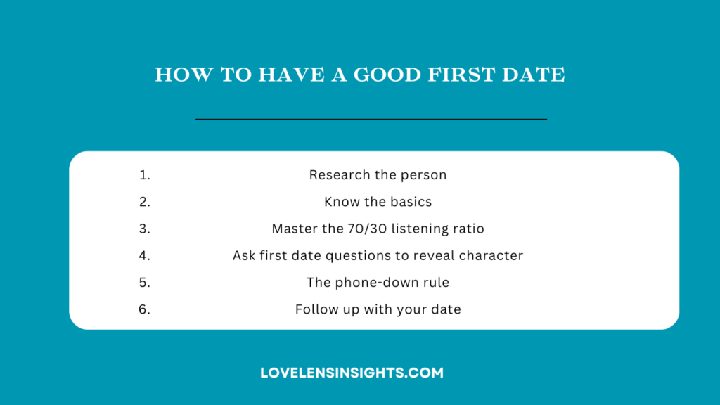 This section covers how to have a good first date