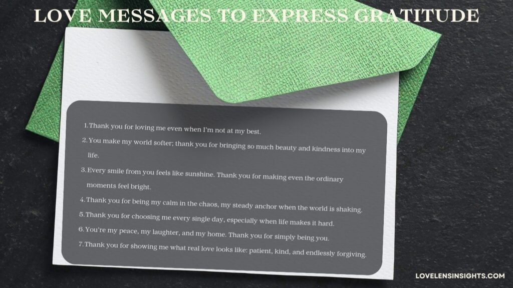 Love messages to express gratitude to her