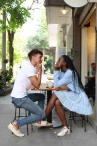 Couples conversing by asking each other first date questions