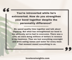 Blair narrates how they strengthen their bond in their marriage despite the personality differences